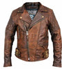 106 Classic Diamond Vintage Antique Brown Leather Jacket