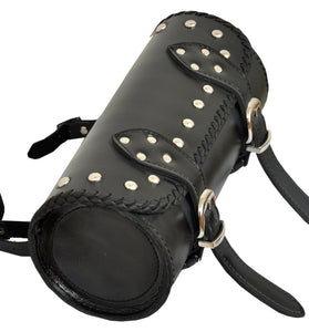 1093 Studded Black Motorcycle Leather Long Tool Bag