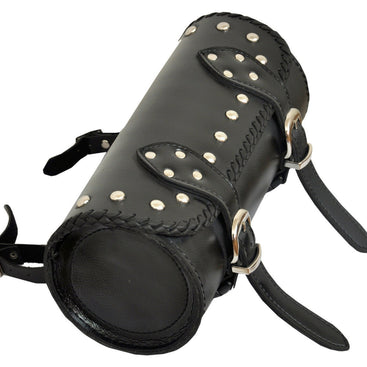 1093 Studded Black Motorcycle Leather Long Tool Bag