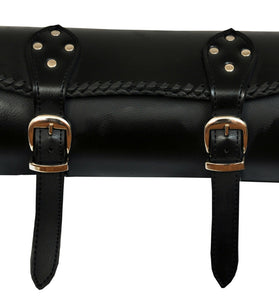 1094 Plain Black Motorcycle Leather Long Tool Bag