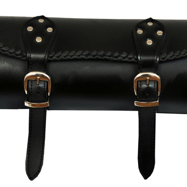 1094 Plain Black Motorcycle Leather Long Tool Bag