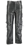 Jean Style Leather Motorcycle Pants with Laces in Black or Brown