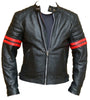Red Striped Cafe Racer Style Retro Leather Jacket