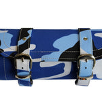 Blue Camouflage Print Biker Motorcycle Tool Rool Bag - Leather structure