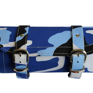 Blue Camouflage Print Biker Motorcycle Tool Rool Bag - Leather structure