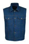 Blue Denim Jeans Trucker Vest Waistcoat Biker Motorcycle Fashion Fabric Textile