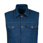 Blue Denim Jeans Trucker Vest Waistcoat Biker Motorcycle Fashion Fabric Textile