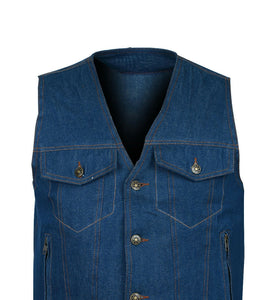 Blue Denim Jeans Waistcoat Vest Biker Motorcycle Fashion Fabric Textile Gilet