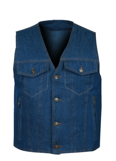 Blue Denim Jeans Waistcoat Vest Biker Motorcycle Fashion Fabric Textile Gilet