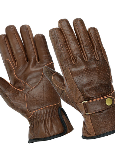 Gallanto Brown Motorcycle Armoured Leather Summer Vented Gloves