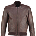 Perforated Brown Bomber Vintage Leather Jacket