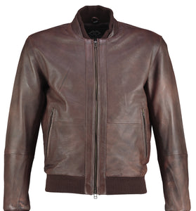 Perforated Brown Bomber Vintage Leather Jacket