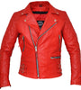 Classic Diamond Biker Red Leather Jacket
