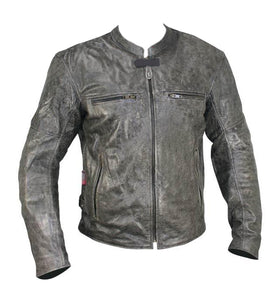 Mens Stonewash Leather Biker Jacket