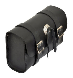 Concho Medium Quality Motorcycle Biker Leather Black Classic Tool Bag