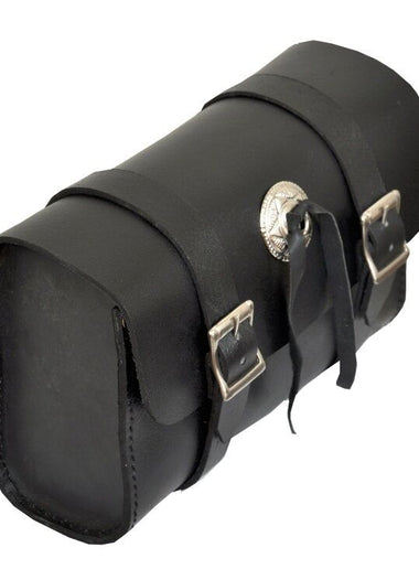 Concho Medium Quality Motorcycle Biker Leather Black Classic Tool Bag