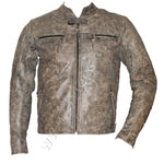Collarless Distressed Vintage Leather Jacket
