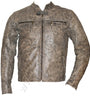 Collarless Distressed Vintage Leather Jacket