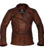 Demi Women Ladies 3/4 Motorcycle Biker Brown Distressed Vintage Leather Jacket