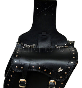 20082 Zip-Off Eagle Harley Style Motorcycle Leather Saddle Bag