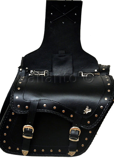 20082 Zip-Off Eagle Harley Style Motorcycle Leather Saddle Bag