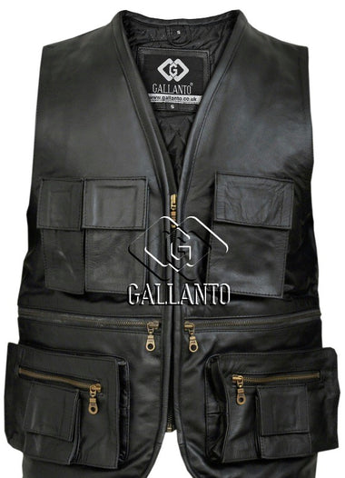 Fishermen Multipocket Leather Waistcoat
