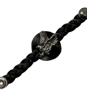 Flying Eagle Braided Black Leather Vest Waistcoat Extender