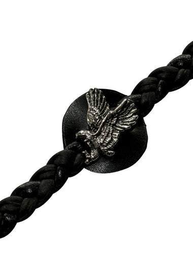 Flying Eagle Braided Black Leather Vest Waistcoat Extender