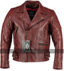 Vintage Red Classic Diamond Biker Leather Jacket