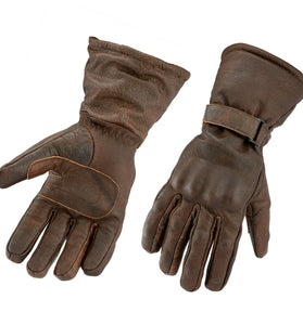 Gallanto Brown Motorcycle Armoured Thinsulate Leather Winter Long Gloves Biker