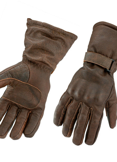 Gallanto Brown Motorcycle Armoured Thinsulate Leather Winter Long Gloves Biker