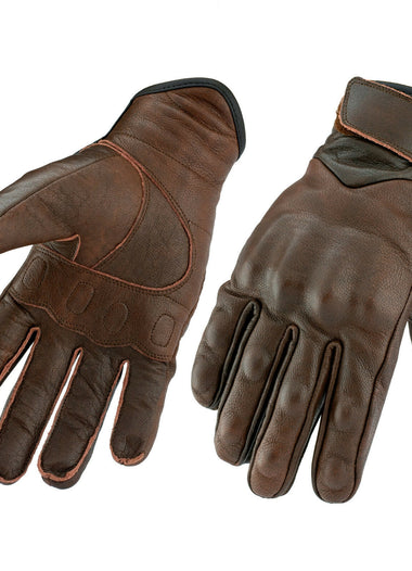 Gallanto Brown Motorcycle Armoured Thinsulate Leather Winter Short Gloves Biker