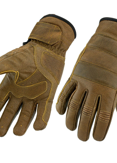 Gallanto Tan Brown Motorcycle Thinsulate Leather Winter Short Gloves