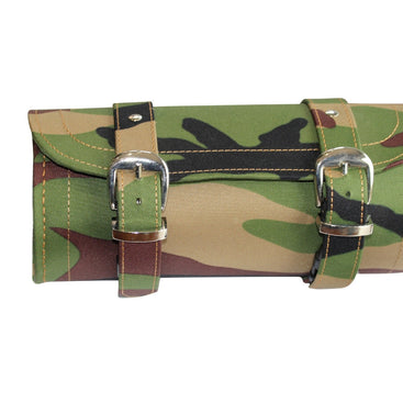 Green Camouflage Print Biker Motorcycle Tool Rool Bag - Leather structure