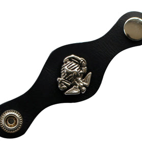 Grenade Badge Black Leather Vest Waistcoat Extender