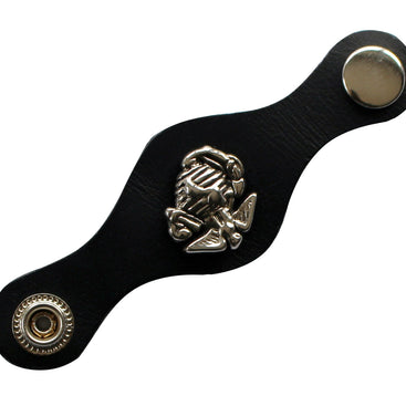 Grenade Badge Black Leather Vest Waistcoat Extender