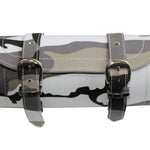 Grey Camouflage Print Biker Motorcycle Tool Rool Bag - Leather structure