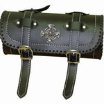 Iron Cross Skulls Motorcycle Biker Leather Tool Bag Barrel Roll