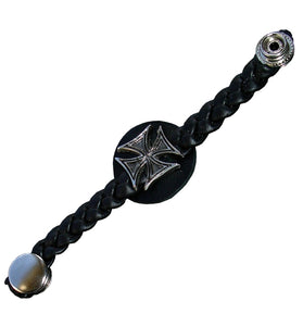 Iron Cross Braided Leather Vest Extender