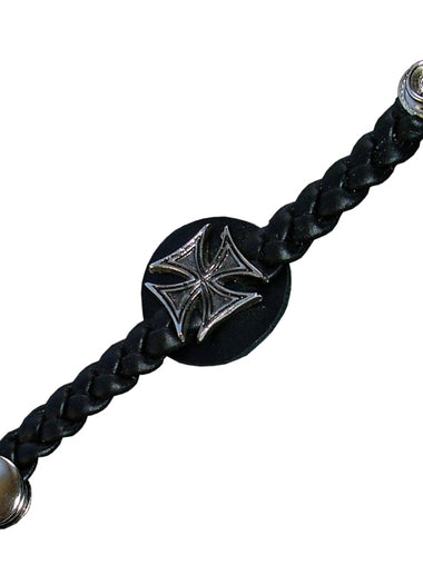 Iron Cross Braided Leather Vest Extender