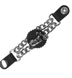 Large Chopper Motorcycle Chain Leather Waistcoat Vest Extender