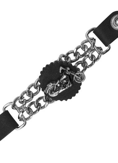 Large Chopper Motorcycle Chain Leather Waistcoat Vest Extender