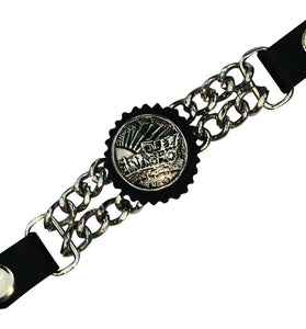 Large In God we Trust Chain Leather Waistcoat Vest Extender