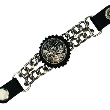 Large In God we Trust Chain Leather Waistcoat Vest Extender