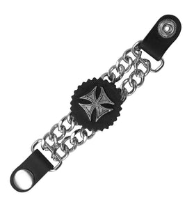 Large Maltese Iron Cross Chain Leather Waistcoat Vest Extender