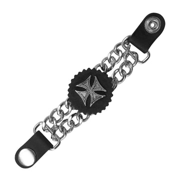 Large Maltese Iron Cross Chain Leather Waistcoat Vest Extender