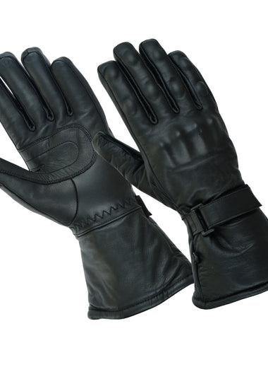 Gallanto BlackMotorcycle Armoured Thinsulate Leather Winter Long Gloves Biker