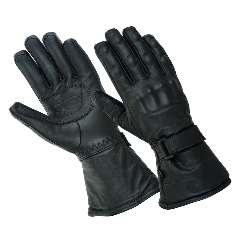 Gallanto BlackMotorcycle Armoured Thinsulate Leather Winter Long Gloves Biker