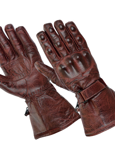 Gallanto Red Motorcycle Armoured Thinsulate Leather Winter Long Gloves Biker