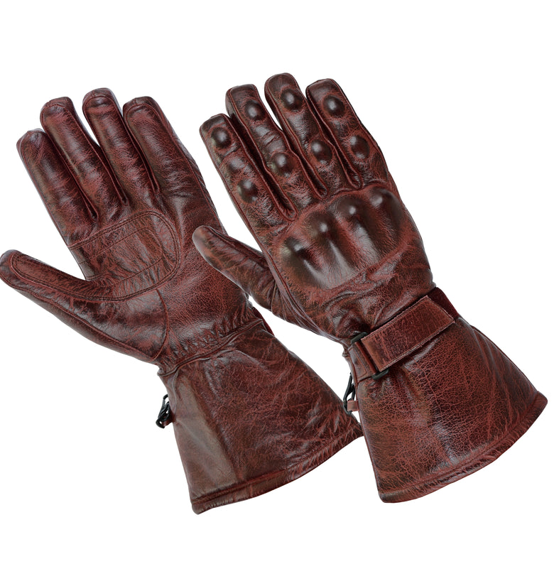 Gallanto Red Motorcycle Armoured Thinsulate Leather Winter Long Gloves Biker